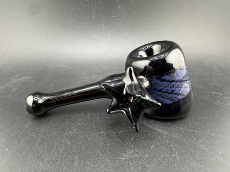 Paul Smith Glass Hammer Pipe - Black w/ Crosscut Line Section Section shown from the side on a dark background.