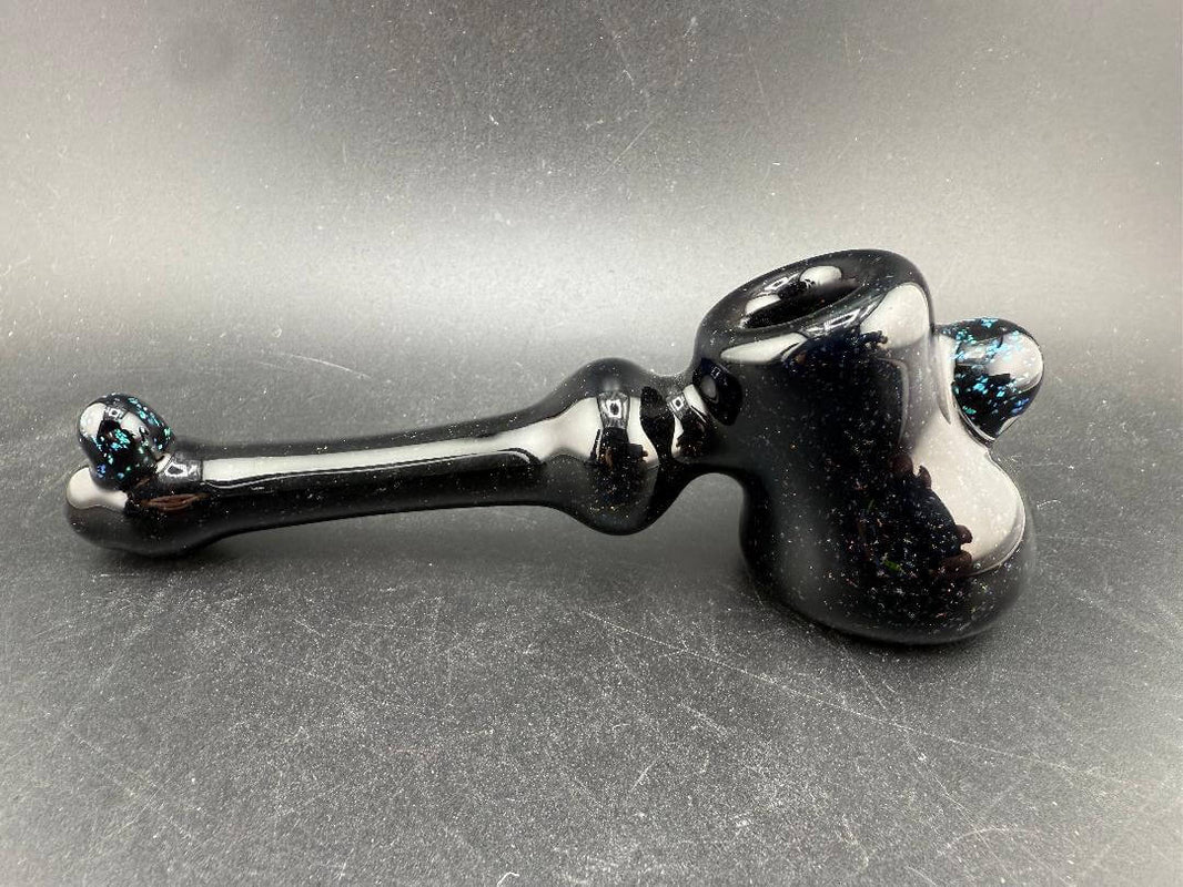 Paul Smith Glass Hammer Pipe - Black w/ Crushed Opal showcasing clean craftsmanship and striking detail.