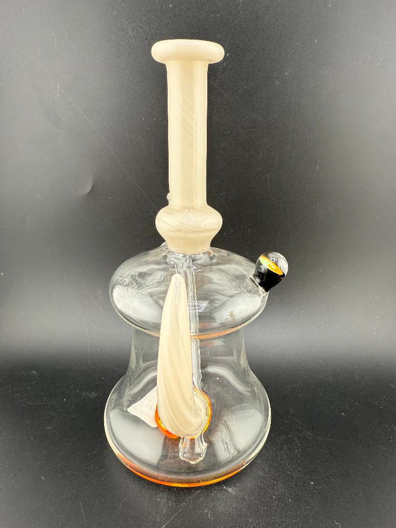 Paul Smith Glass Horned Wig Wag Rig 10mm 45° - Hand-blown glass rig with vibrant design, perfect for low-temp dabs.