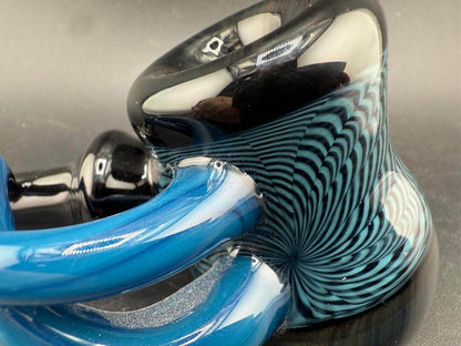 Paul Smith Hammer Pipe - Blue Cross Section w/ Horns showcasing vivid blue cross-section design and sculpted glass horns.