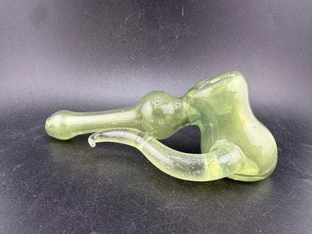 Paul Smith Hammer Pipe - CFL Purple to Green Crushed Opal Dry Pipe w/ Horn on a black background.