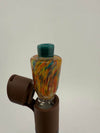 Colorful handcrafted Paulson Pieces Frit Puffco Pivot Glass Replacement Top on a Puffco device.