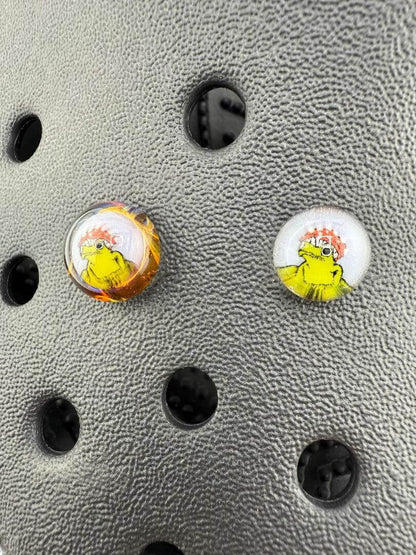 Paulson Pieces Glass Millie Kroc Giblets featuring pop culture icons in vibrant colors
