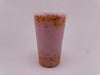 Paulson Pieces Shot Glass in pink with orange speckles, crafted from durable borosilicate glass.