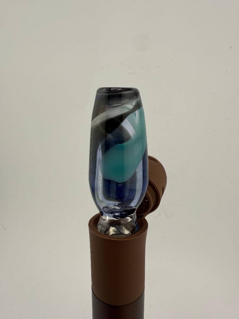Paulson Pieces Lava Lamp Puffco Pivot Top in blue and gray on Puffco Peak Pro, handcrafted for vibrant artistry and functionality.