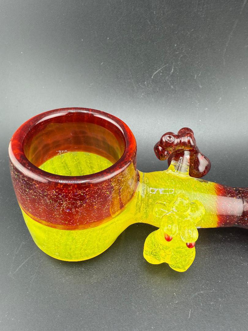 Paulson Pieces x Lisa Melts Puffco Pivot Proxy Glass Replacement Crushed Opal Dual Lady Torso Yellow & Red