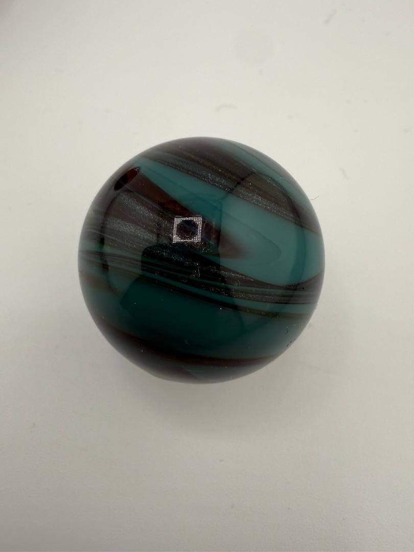 Paulson Pieces Medium Sized Marble in teal and black with unique patterns for slurper tops, handcrafted in Spokane.