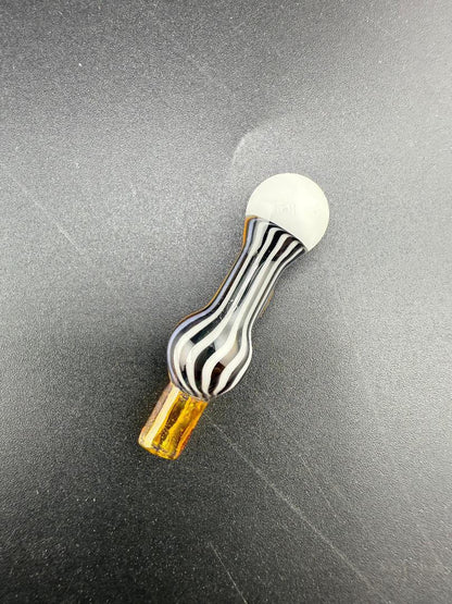 Paulson Pieces Puffco Peak Pro 3DXL Ball Cap - Premium borosilicate glass cap in black and white stripes.