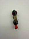 Handcrafted glass pipe in unique colors with decorative marbles, ideal for enhancing smoking sessions.
