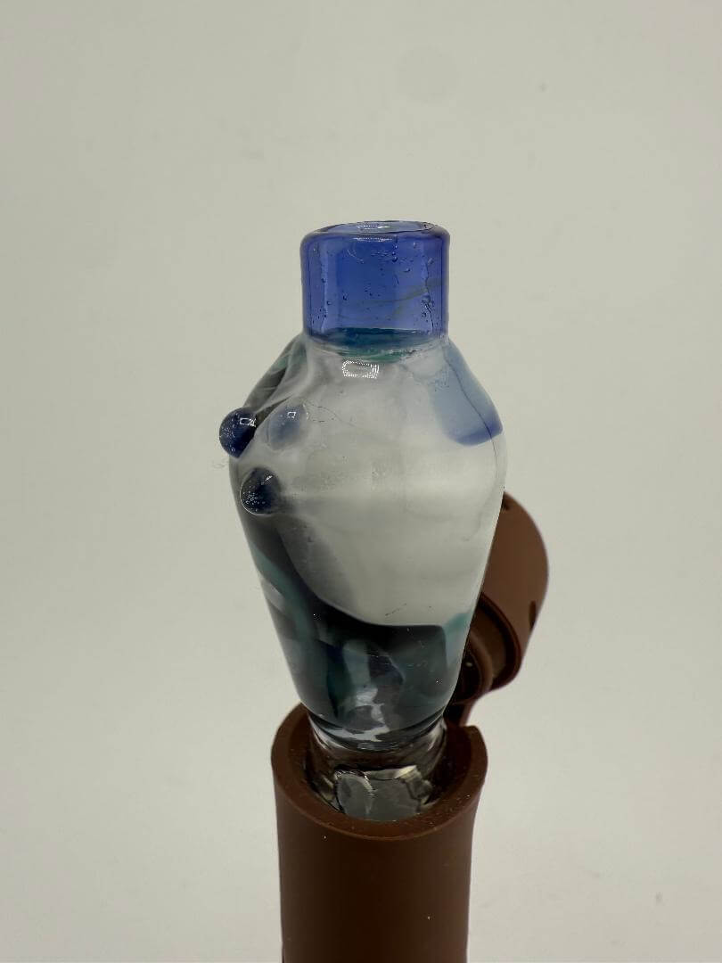 Handcrafted Paulson Pieces Water Paint Puffco Pivot Top with blue and white design, perfect for Puffco Peak Pro.