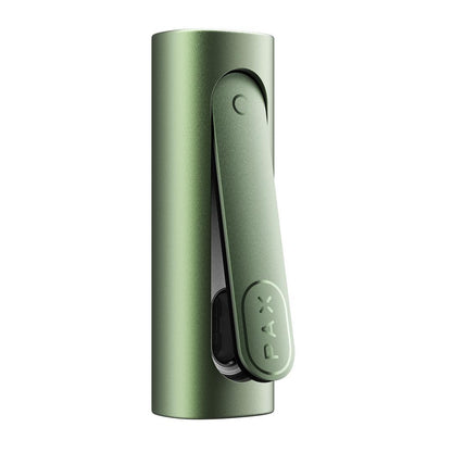 Pax Flow Bundle device in green, part of the complete setup for optimal vaporization and airflow control.