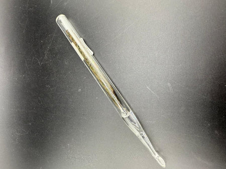 Peacock Feather Glass Dab Tool with clear tube showcasing real peacock feather inside for concentrate sessions