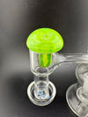 Phatt Mat Glass Dichro Terp Slurper Topper in vibrant green, enhancing dabbing experience with style and functionality.