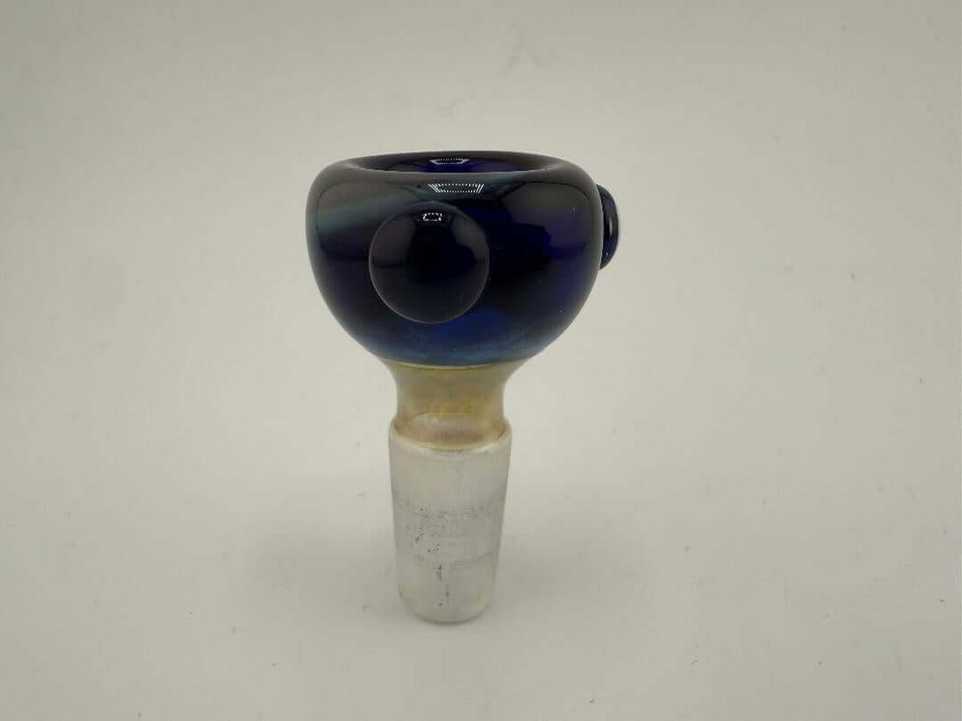 Phillip Glass 14mm Blue Swirl Bowl/Slide - Handcrafted glass bowl for smooth, flavorful hits, featuring a striking blue design.