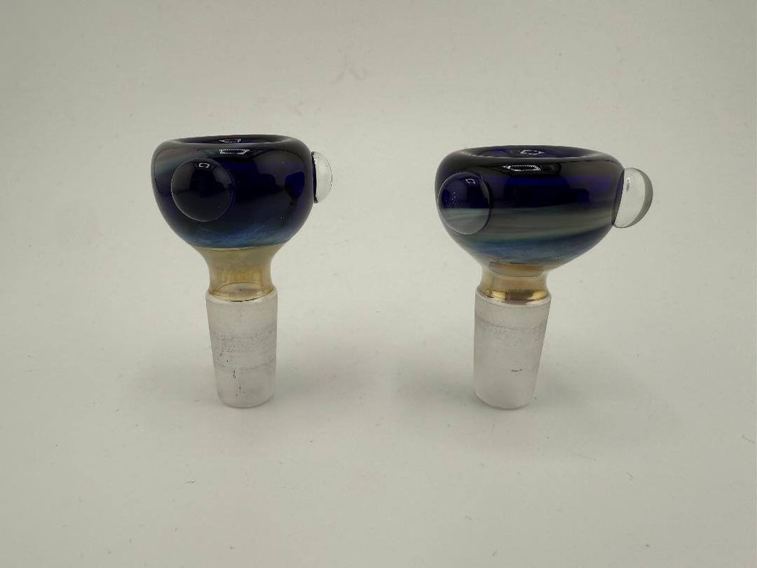 Phillip Glass 14mm Blue Swirl Bowl/Slide showcasing handcrafted design for flavorful hits.