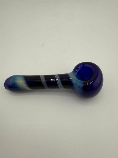 Phillip Glass Blue Swirl Hand Pipe – Handcrafted borosilicate glass with elegant blue swirl design for smooth smoking.