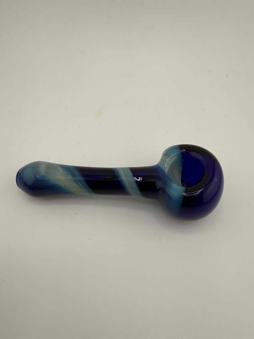 Phillip Glass Blue Swirl Hand Pipe handcrafted borosilicate glass for elegant smoking sessions.