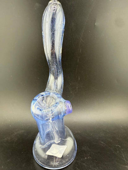 Phranq Glass Bubbler - Light Blue displayed against a black background, showcasing its sleek design and light blue color.