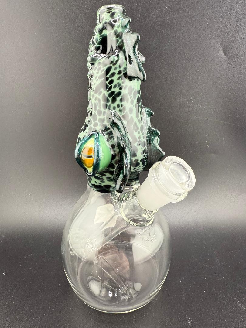 Phranq Glass Dragon Top / Clear Base Jammer – 10mm 45° with dragon-themed mouthpiece and clear base.