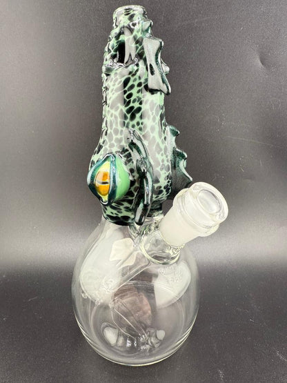 Phranq Glass Dragon Top / Clear Base Jammer – 10mm 45° with dragon-themed mouthpiece and clear base.