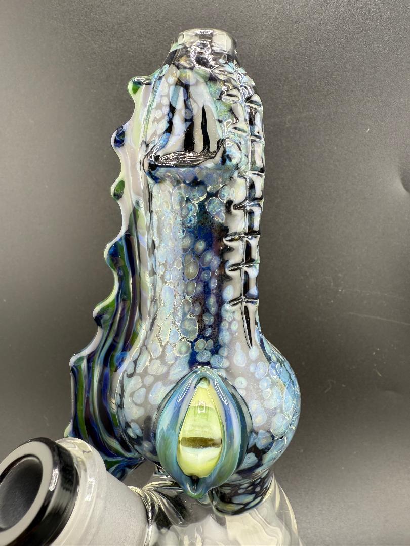 Phranq Glass Dragon Top / Clear Base Jammer – 10mm 45° with vibrant colors and detailed dragon design.