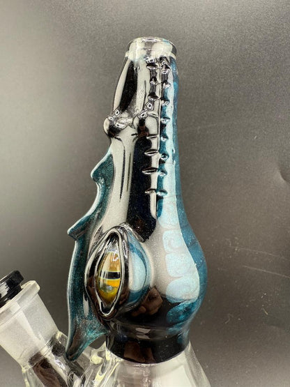 Phranq Glass Dragon Top / Clear Base Jammer – 10mm 45° with a striking dragon-themed mouthpiece design