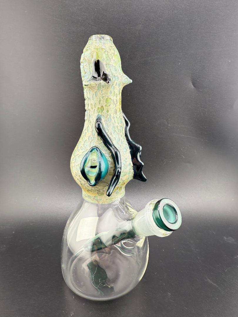 Phranq Glass Dragon Top / Clear Base Jammer – 10mm 45° with dragon-themed mouthpiece and clear base.