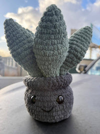 Plush Delight Happy Succulent Hand Woven Desk Plushy, a cute plush with soft leaves in a cheerful design.