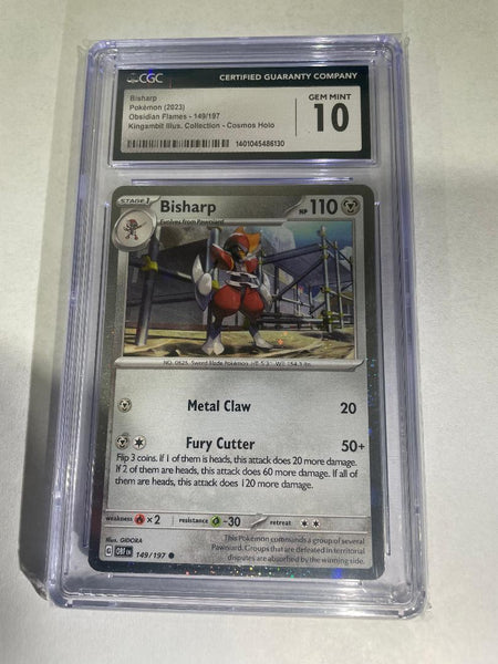 Pokémon TCG | 2023 Bisharp 149/197 | Obsidian Flames | CGC Gem Mint 10 | Cert #1401045486130