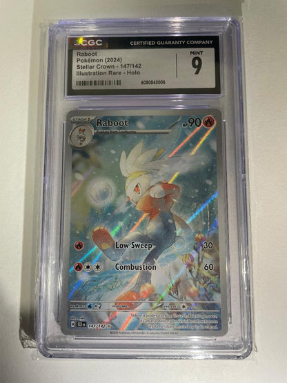 Pokémon TCG | 2024 Raboot 147/142 | Stellar Crown | CGC Mint 9 | Cert #6080842006 - Illustration Rare Holo card