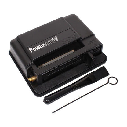 Powermatic Mini Cigarette Injector electric rolling machine with accessories for consistent cigarette making.