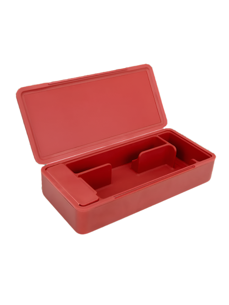 Puffco Daybreak Travel Case in red, durable and designed for organizing essentials while traveling.