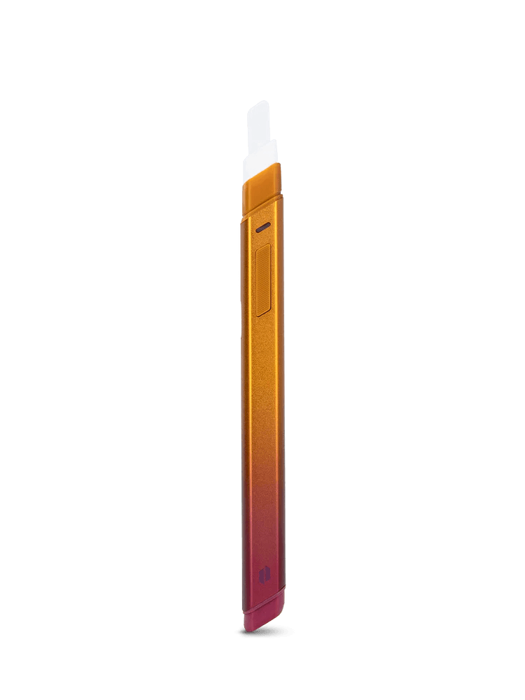 Puffco Hot Knife heated loading tool in gradient orange and white, designed for easy and clean extract loading.