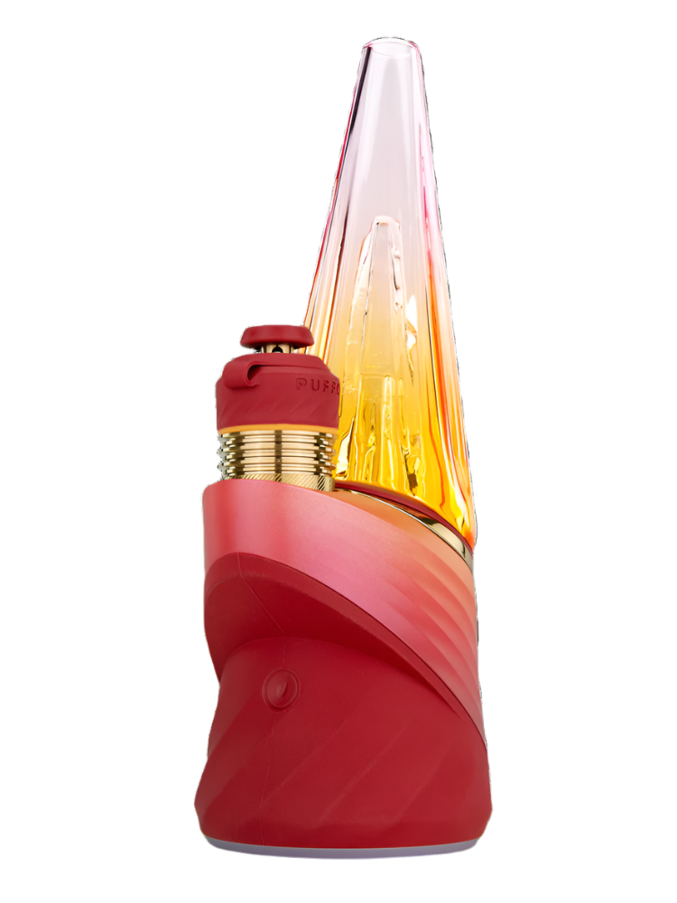 Puffco Peak Pro 3DXL Daybreak Limited Edition with sunburst finish and fluted glass design.