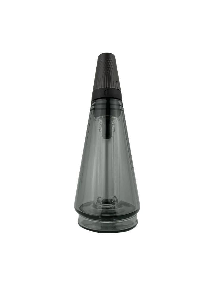 Puffco Peak Pro Travel Glass in clear design with twist-lock mouthpiece for portable use and spill prevention.