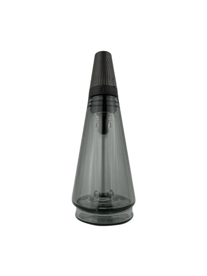 Puffco Peak Pro Travel Glass in clear design with twist-lock mouthpiece for portable use and spill prevention.