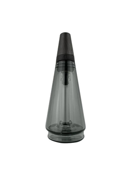 Puffco Peak Pro Travel Glass in clear design with twist-lock mouthpiece for portable use and spill prevention.