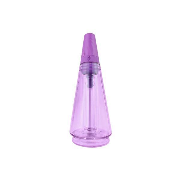 Puffco Peak Pro Travel Glass in purple, featuring a twist-lock mouthpiece for portability and spill-free experience.
