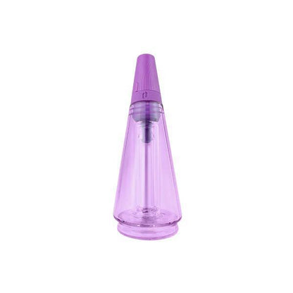 Puffco Peak Pro Travel Glass in purple, featuring a twist-lock mouthpiece for portability and spill-free experience.
