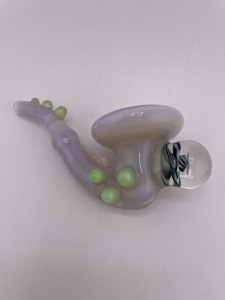 Pugsley Glass Dry Pipe - Fully Worked Sherlock w/ Mushroom Attachments & Color Accents
