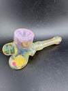 Pugsley Glass Hammer Pipe - Fumed w/ Color Accent Caps & marbles showcasing vibrant glass artistry.