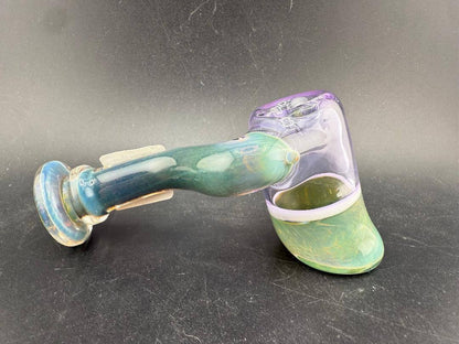 Pugsley Glass Hammer Pipe - Pink & Teal showcasing vibrant colors and unique hammer design for functional art.