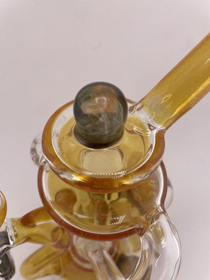 Pugsley Glass Recylcer - Orange w/ Fumed Implosion and Leaf Attachments 10mm 90