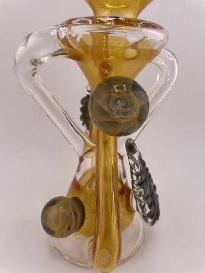 Pugsley Glass Recylcer - Orange w/ Fumed Implosion and Leaf Attachments 10mm 90