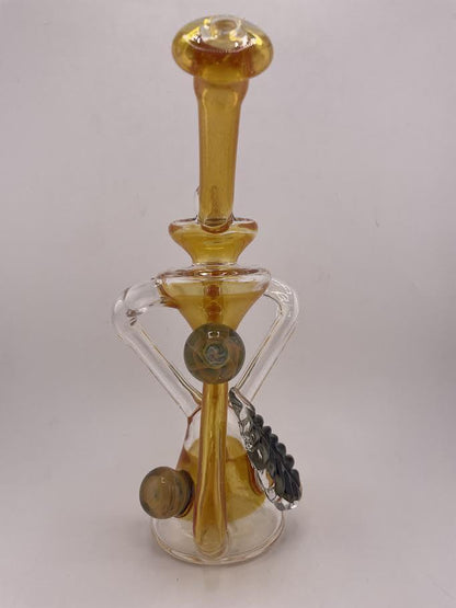 Pugsley Glass Recylcer - Orange w/ Fumed Implosion and Leaf Attachments 10mm 90