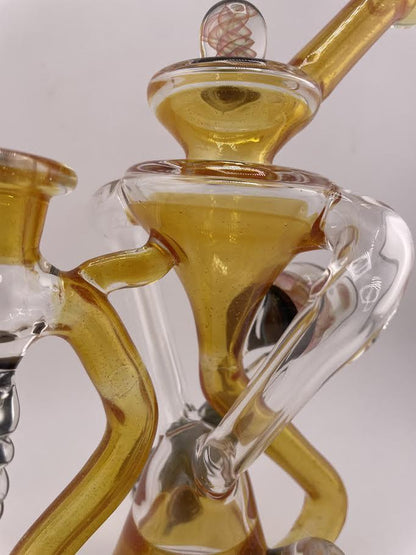 Pugsley Glass Recylcer - Orange w/ Fumed Implosion and Leaf Attachments 10mm 90