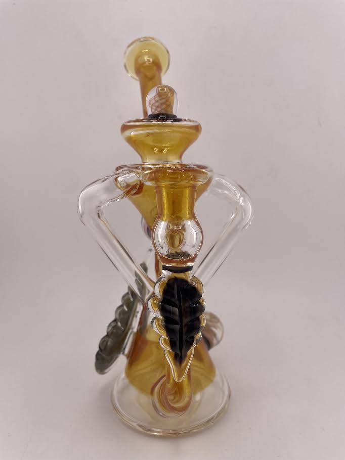 Pugsley Glass Recylcer - Orange w/ Fumed Implosion and Leaf Attachments 10mm 90