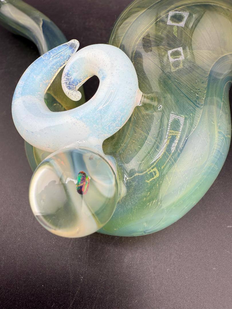 Pugsley Glass Sherlock Pipe - Swirl Color Fade w/ Large Swirl Attachment showcasing intricate design and color transitions.