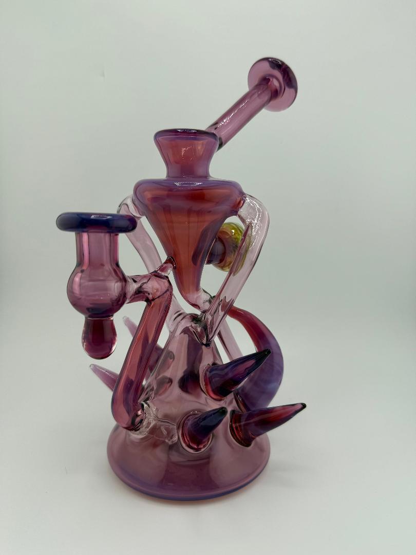 Handmade Pugsley Glass Stargazer Spike Recycler 10mm 90°, featuring unique design and heady glass elements.