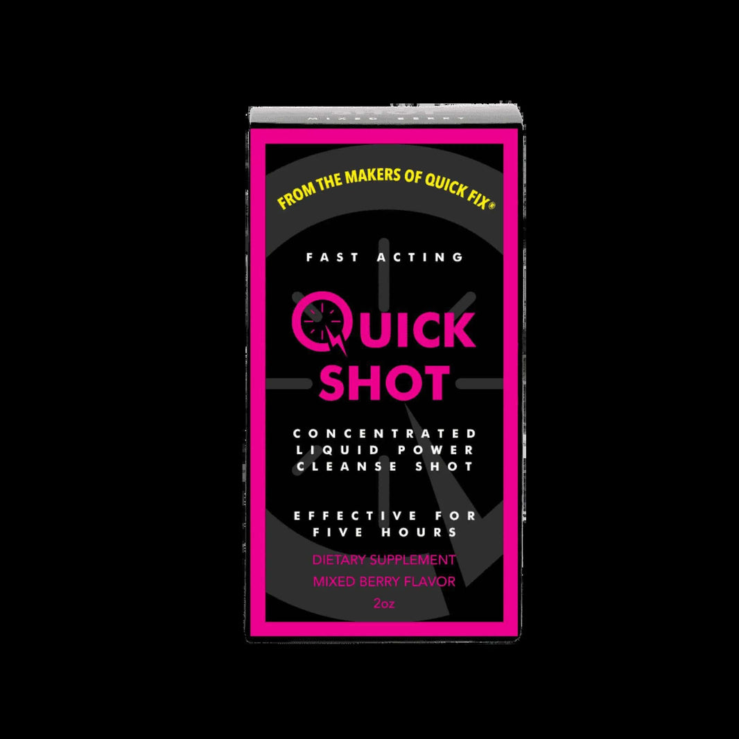 Quick Shot Cleanse Shot in mixed berry flavor, 2oz dietary supplement for rapid detoxification.